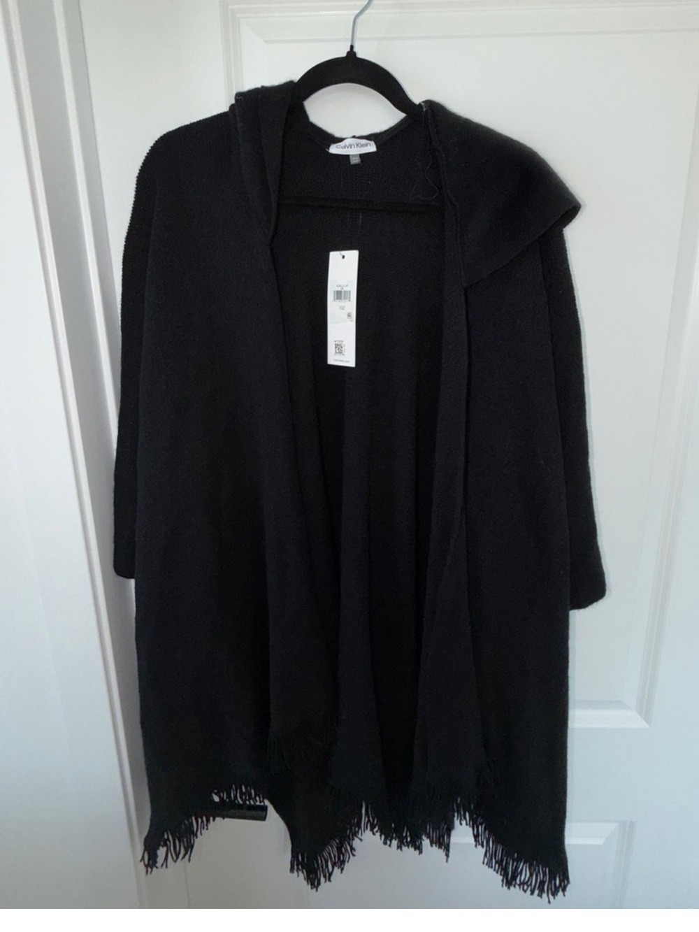 Calvin Klein Black Hooded Poncho Cape